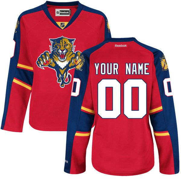 Women Florida Panthers Reebok Red Custom Premier Home NHL Jersey->->Custom Jersey